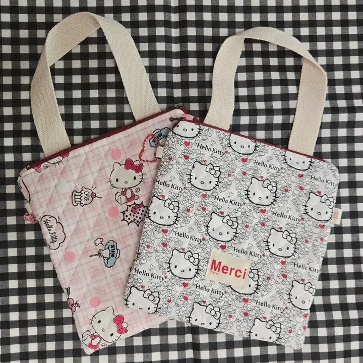 [BUNJANG] Hello Kitty Quilted Tote Bag / 헬로키티 퀼팅 가방 토트백 2종 택1 특가