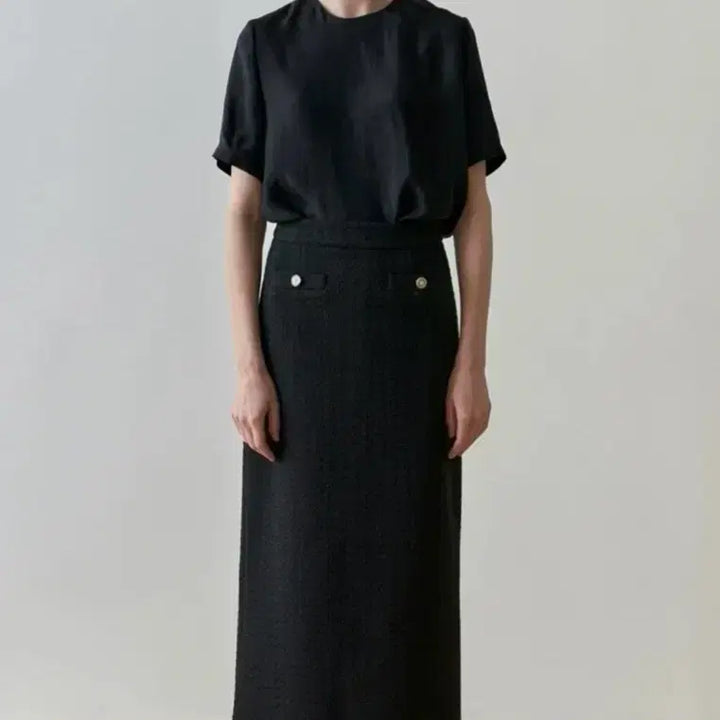 [BUNJANG] Step Around Tweed Fringe H-Line Skirt (Black) - Size S / 스텝어라운드 트위드스커트(블랙) S