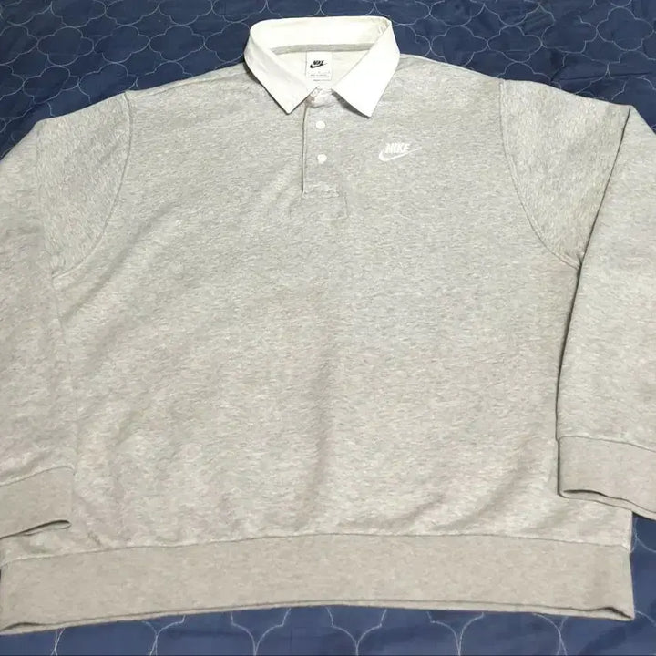 [BUNJANG] Nike Club Fleece Brushed Back Collar Long Sleeve Gray (L) / 나이키 클럽 플리스 브러쉬드 백 카라 롱슬리브 그레이 (L)