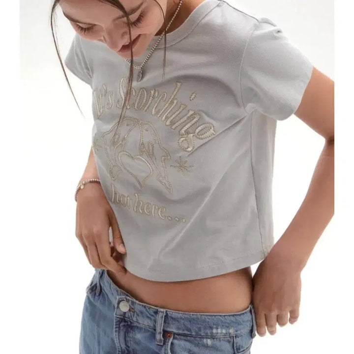 [BUNJANG] Discord Sound Dolphin Crop T-shirt / 디스코드사운드에서 나온 돌핀 크롭 반팔 티셔츠