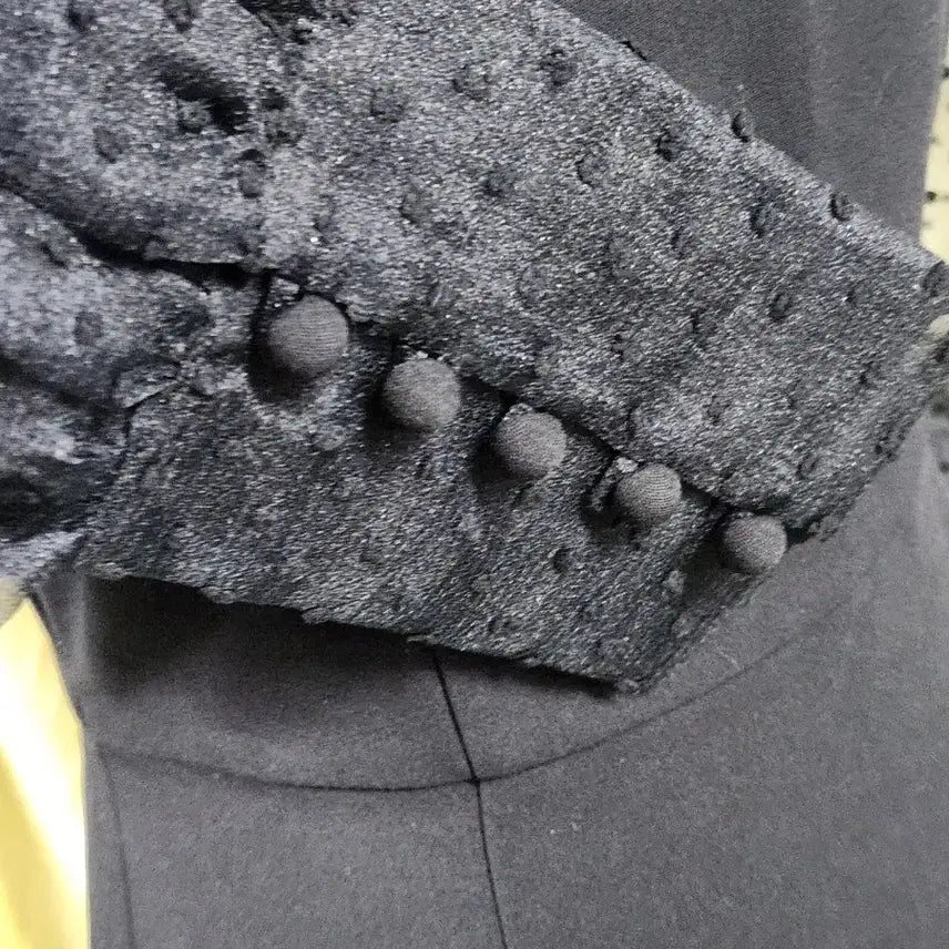 [BUNJANG] IMVELY Dot Puff Sleeve Black Dress / IMVELY 시스루 도트 퍼프 블랙 원피스 S 하객룩 슬림핏