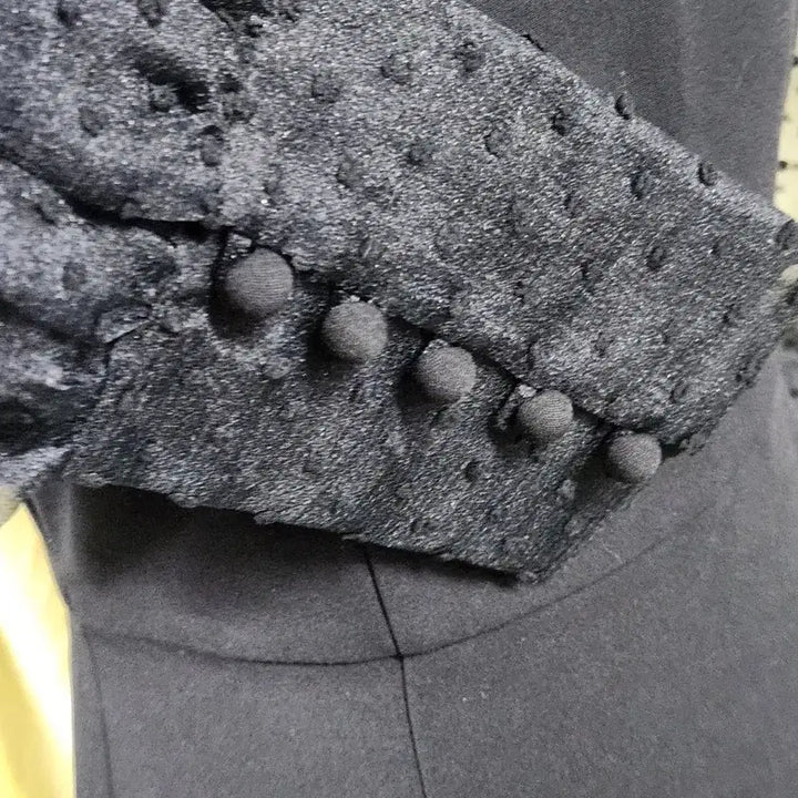 [BUNJANG] IMVELY Dot Puff Sleeve Black Dress / IMVELY 시스루 도트 퍼프 블랙 원피스 S 하객룩 슬림핏