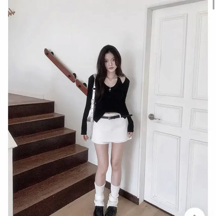 [SOLD OUT] 클래식블랑 치마바지 화이트 m (벨트포함)