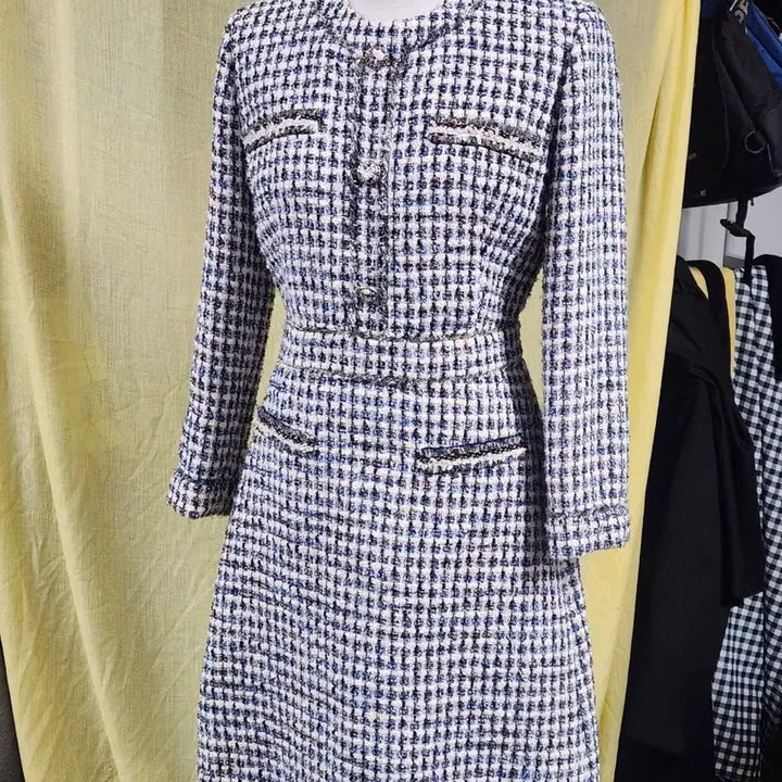 [BUNJANG] SISLEY Tweed Dress S / SISLEY 트위드 원피스 S 하객룩 벨트라인 슬림핏