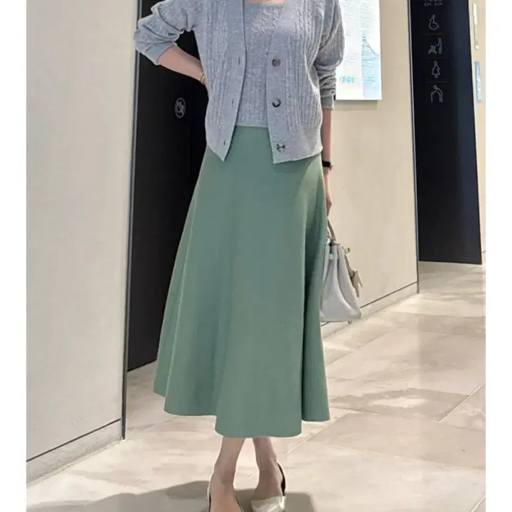 [BUNJANG] Jasmine K Knit Long Skirt / 자스민케이 니트 스커트