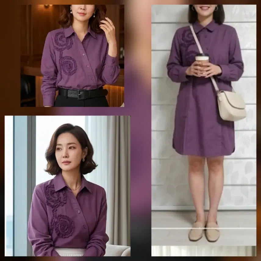 [BUNJANG] Miwha Hong Avant-garde 3D Embroidery Long Shirt / 디자이너 홍미화(Miwha Hong) 입체 자수 아방가르드 롱 셔츠
