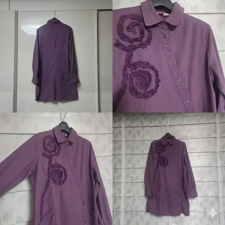 [BUNJANG] Miwha Hong Avant-garde 3D Embroidery Long Shirt / 디자이너 홍미화(Miwha Hong) 입체 자수 아방가르드 롱 셔츠