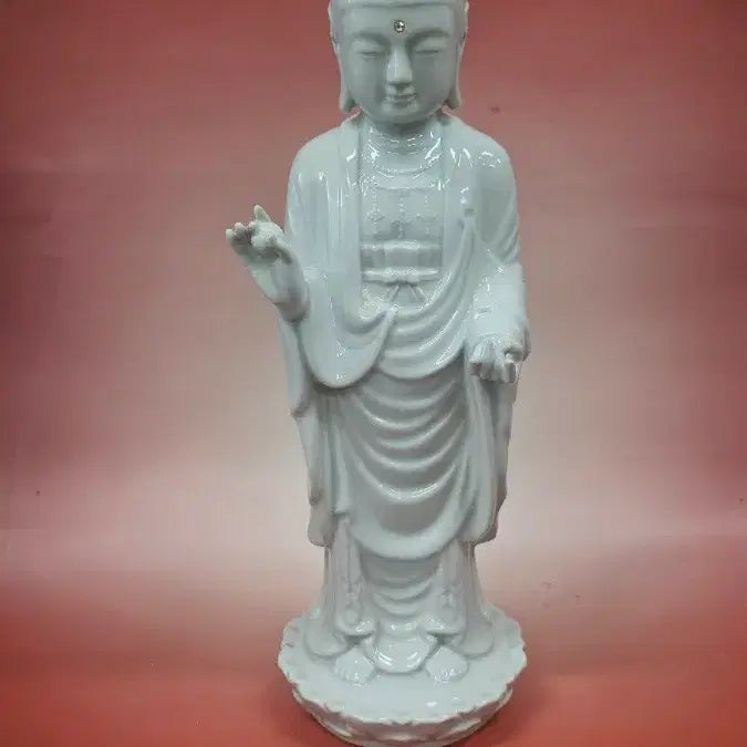 [BUNJANG] Celadon Porcelain Jizo Bodhisattva Statue / 지장보살 도자기 높이 38 센치