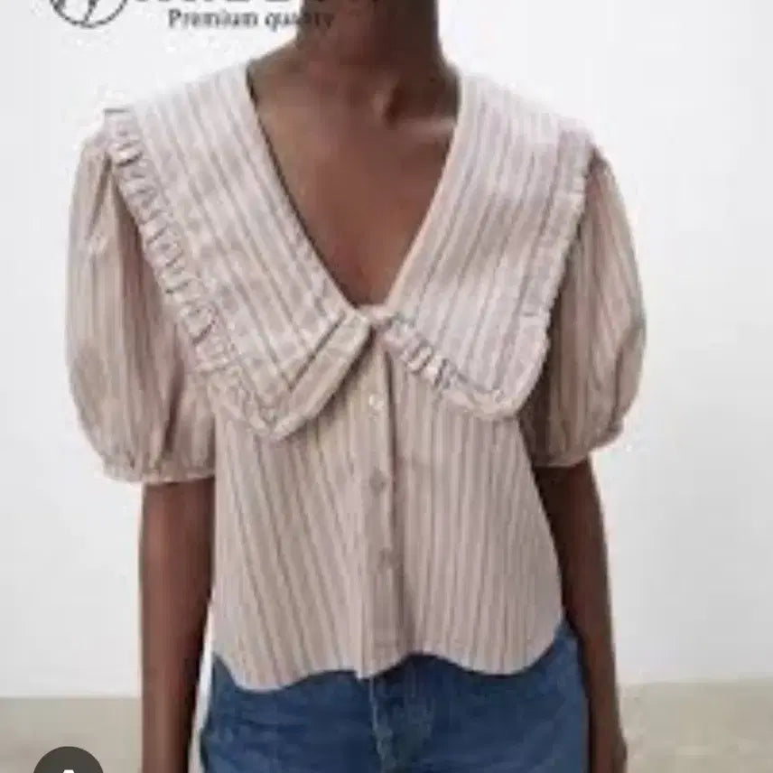 [BUNJANG] ZARA Frilled Striped Blouse / 사랑스러운 프릴 디자인의 ZARA 블라우스