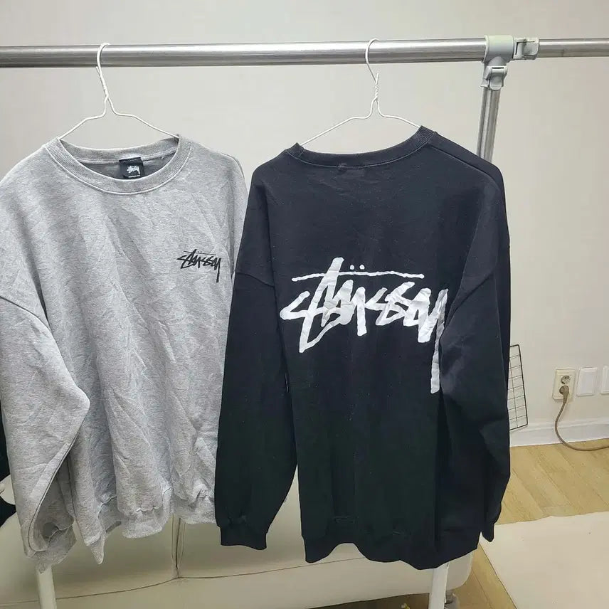 [SOLD OUT] 스투시 맨투맨 블랙/회색 백로고 엑스라지새거에요새옷