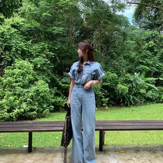 [BUNJANG] Bronn Wide Denim Jumpsuit / 브론 (bronn) 점프수트 와이드 데님