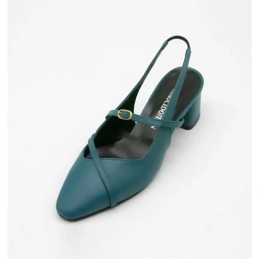 [BUNJANG] Stiletto Slingback Heels 5cm Blue-Green Size 225 / 스틸레토 슬링백 구두 5cm 블루그린 225