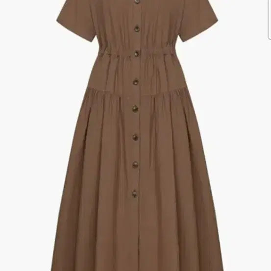 [BUNJANG] Lynn Brown Shirt Collar Flare Long Dress - Size 55 / 린 LYNN 브라운 셔츠 칼라 플레어 롱 원피스-55