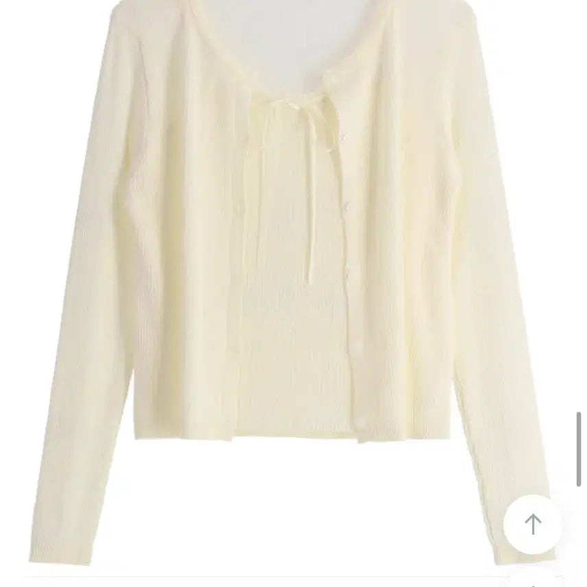 [BUNJANG] Ribbon Lace Ivory Cardigan and Tank Top Set / 리본레이스 나시 가디건 세트 아이보리