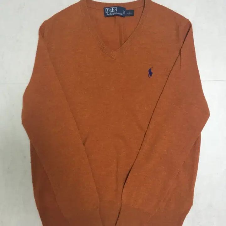 [BUNJANG] Polo Orange V-Neck Knit Sweater / 폴로 오렌지 브이넥 니트