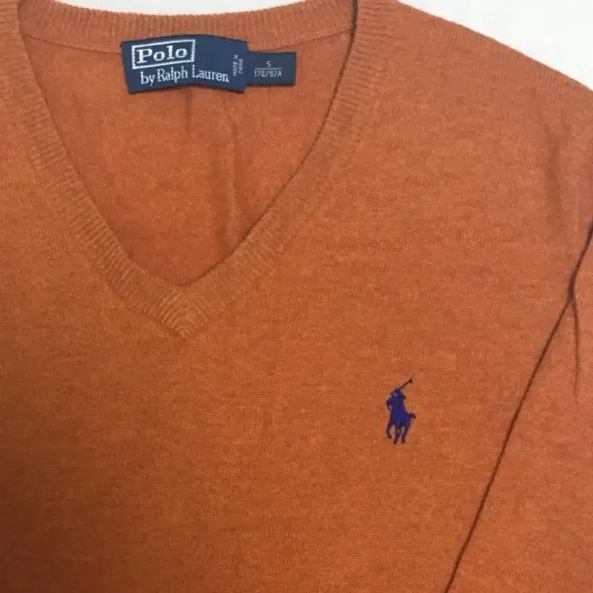 [BUNJANG] Polo Orange V-Neck Knit Sweater / 폴로 오렌지 브이넥 니트