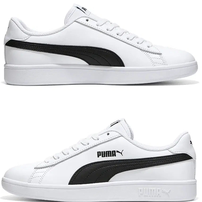 [BUNJANG] Puma Smash Leather Sneakers White Black / 푸마 스매쉬 레더 스니커즈 화이트 블랙