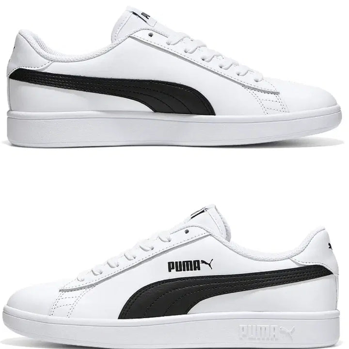 [BUNJANG] Puma Smash Leather Sneakers White Black / 푸마 스매쉬 레더 스니커즈 화이트 블랙