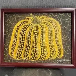 [BUNJANG] Yayoi Kusama Pumpkin Oil Painting Framed Artwork / 쿠사마 야요이 호박 그림 유화 액자 미감정품 그림 골동품 고미술품 수집품