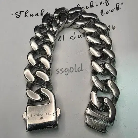 [BUNJANG] Surgical Steel Octagonal Chain Bracelet 20mm 40 Don Weight Bold 316L / 써지컬 팔각 20mm팔찌 중량 40돈 볼드 316L
