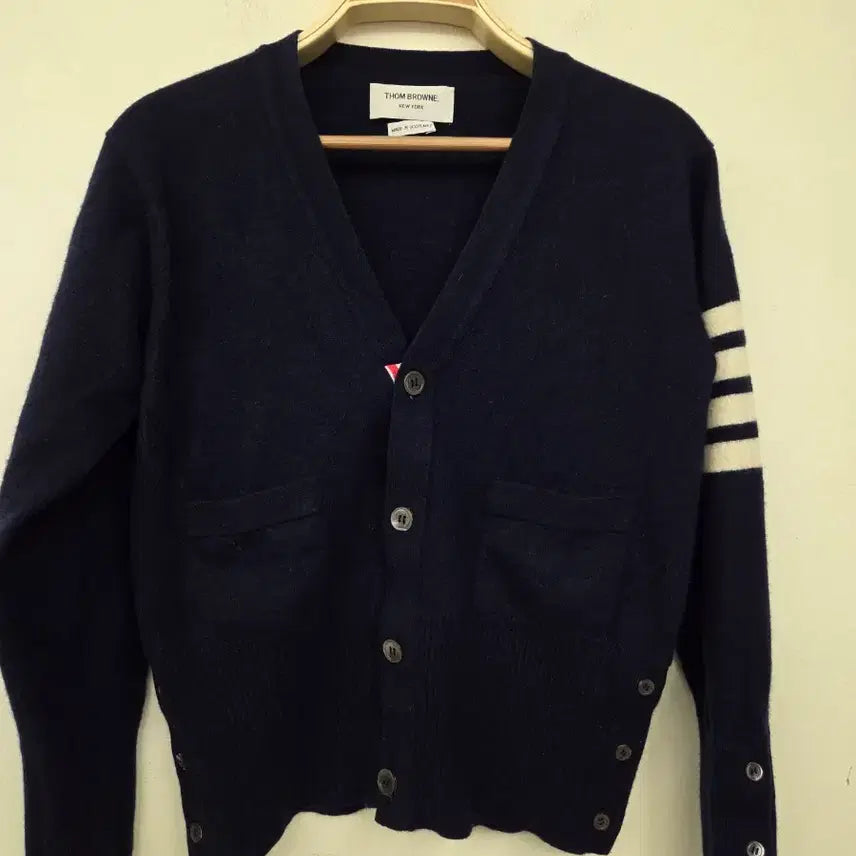[BUNJANG] Thom Browne 100% Cashmere Unisex Cardigan Navy / 톰브라운 캐시미어100% 유니섹스 가디건