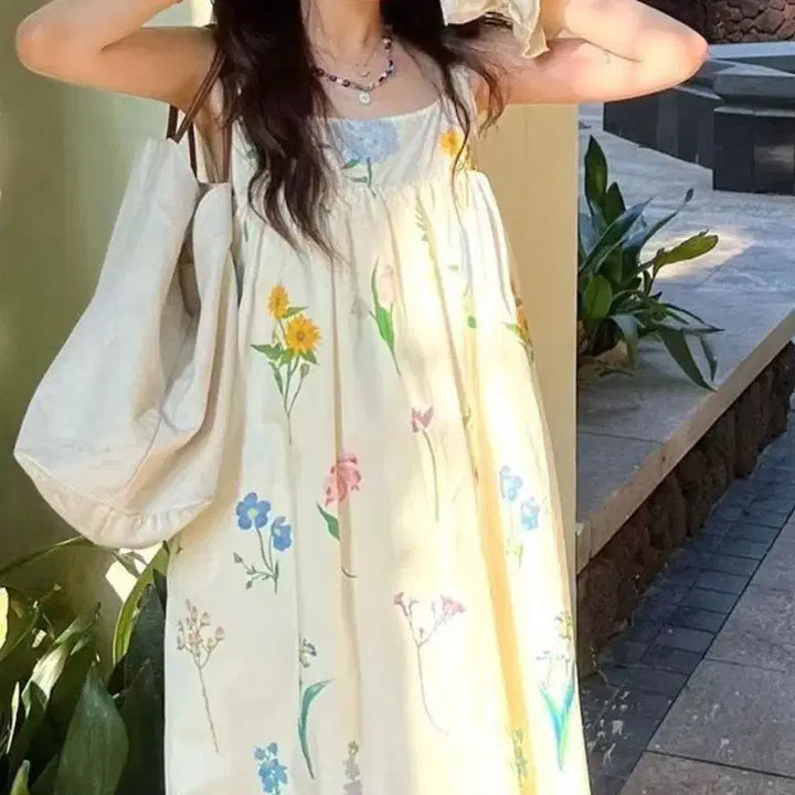 [BUNJANG] Beach Flower Long Dress - M / 해변 플라워 롱원피스-M
