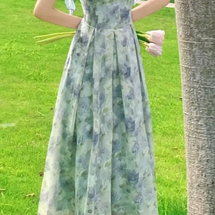 [BUNJANG] Chiffon Ribbon Beach Dress M / 쉬폰 리본 비치웨어 원피스-M