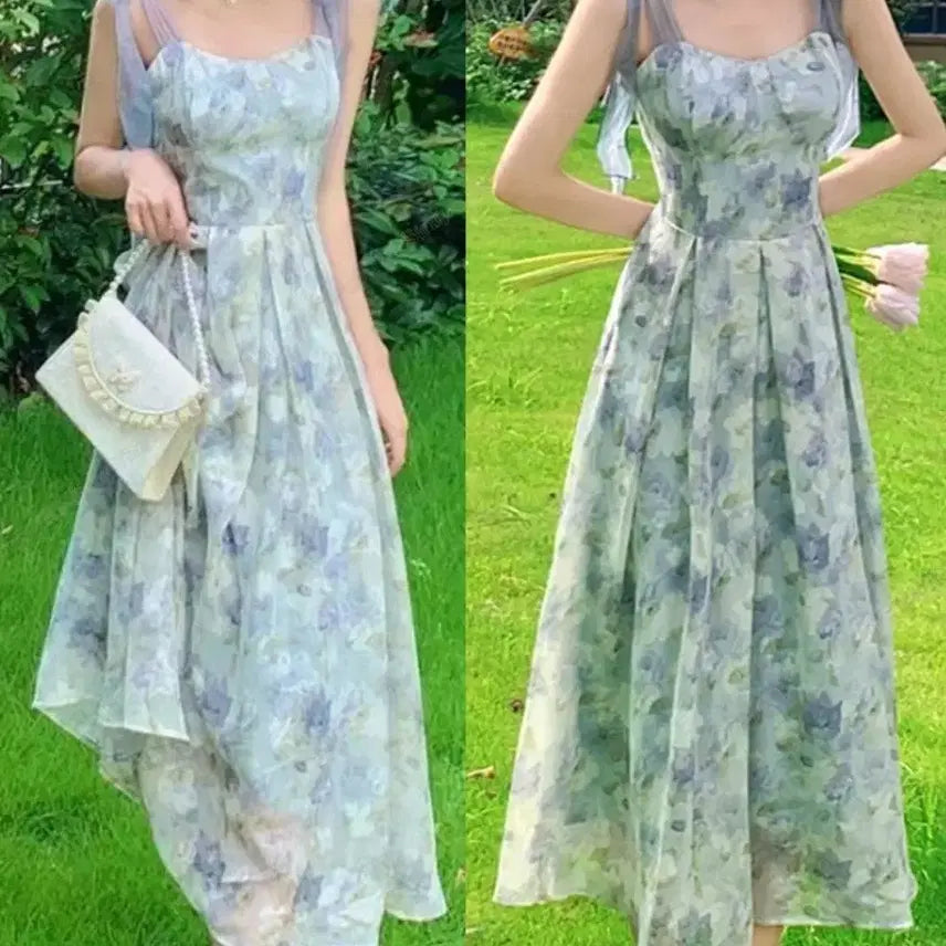 [BUNJANG] Chiffon Ribbon Beach Dress M / 쉬폰 리본 비치웨어 원피스-M