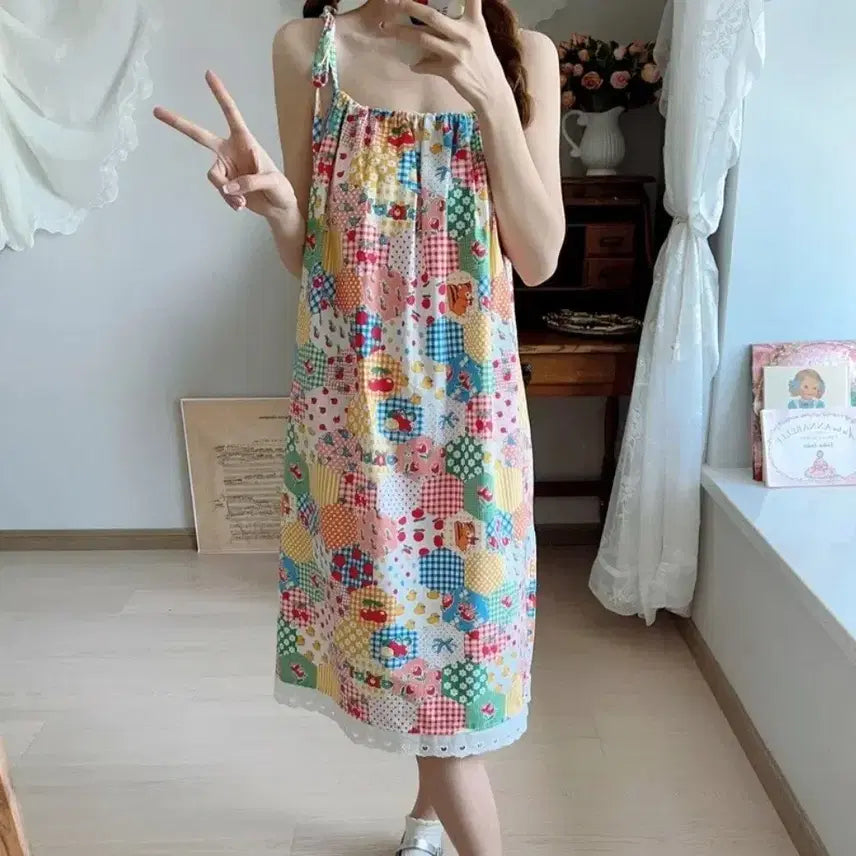 [BUNJANG] Colorblock Sleeveless Midi Dress - Medium / 배색 민소매 미디 원피스-M