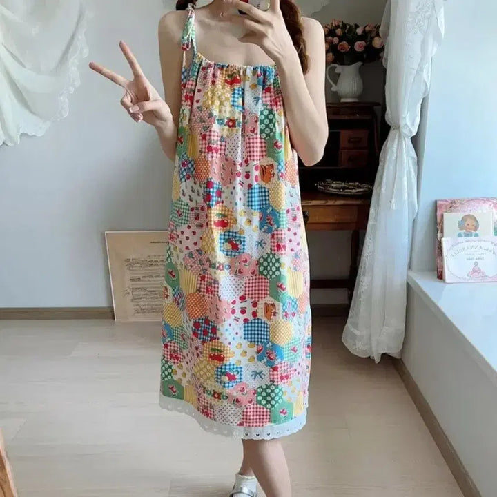 [BUNJANG] Colorblock Sleeveless Midi Dress - Medium / 배색 민소매 미디 원피스-M