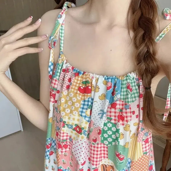 [BUNJANG] Colorblock Sleeveless Midi Dress - Medium / 배색 민소매 미디 원피스-M