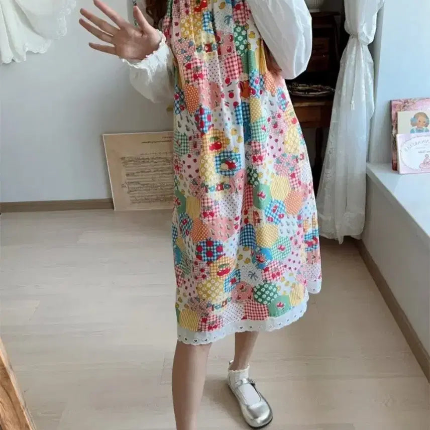 [BUNJANG] Colorblock Sleeveless Midi Dress - Medium / 배색 민소매 미디 원피스-M