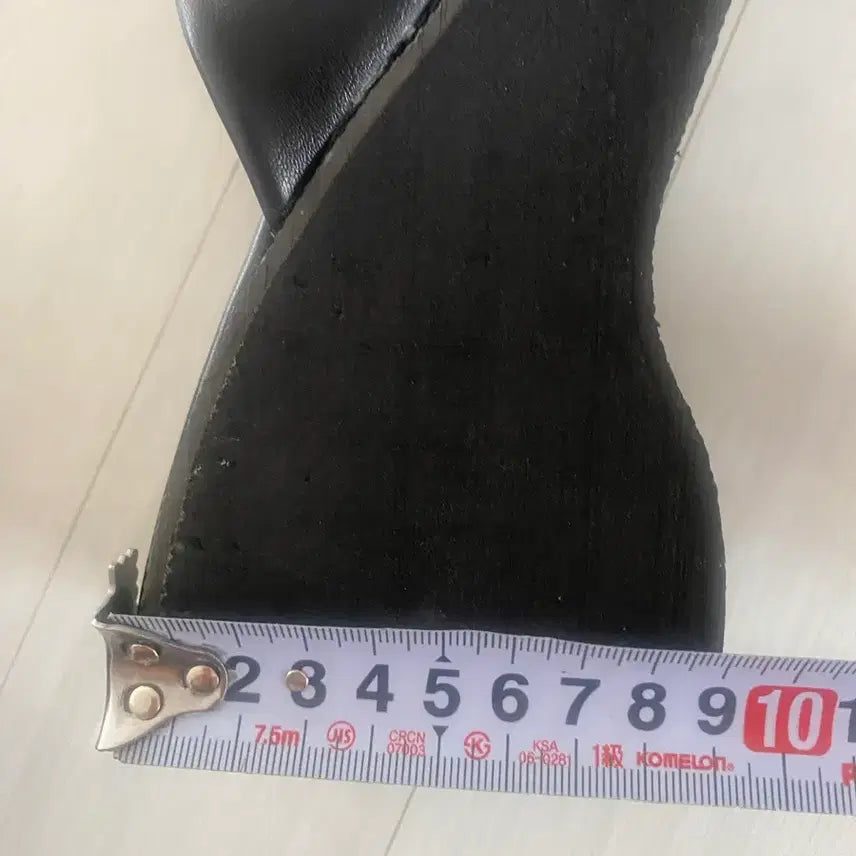 [BUNJANG] Black Leather Platform Slippers / 블랙 가죽 슬리퍼 굽높이 9센치