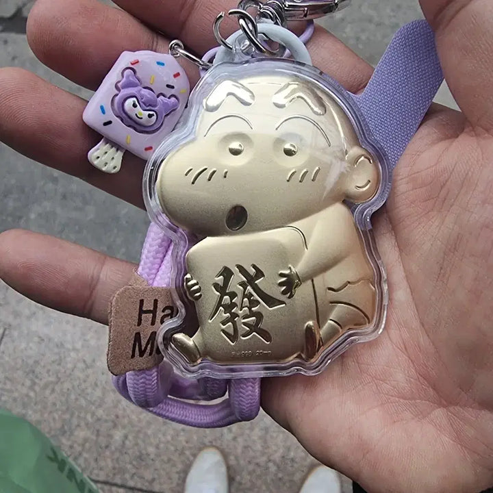 [BUNJANG] Crayon Shin-chan &amp; Hello Kitty Gold Keychains / 금짱구&amp;금키티 키링