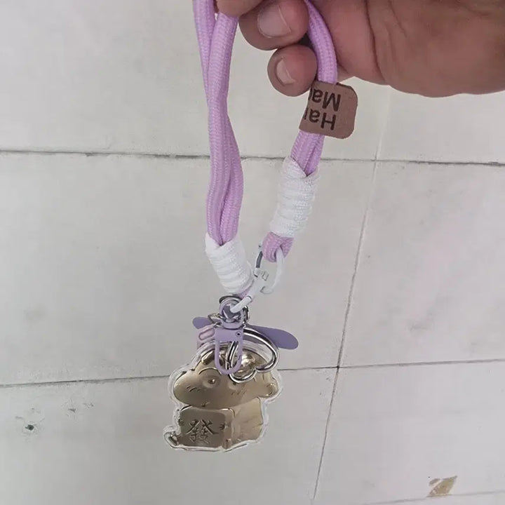 [BUNJANG] Crayon Shin-chan &amp; Hello Kitty Gold Keychains / 금짱구&amp;금키티 키링