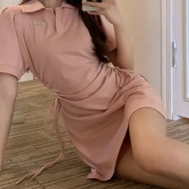 [BUNJANG] Unbranded Slim Fit Mini Dress - M / 카라 스트링 슬림핏 미니원피스-M