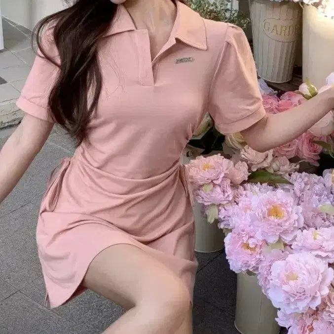 [BUNJANG] Unbranded Slim Fit Mini Dress - M / 카라 스트링 슬림핏 미니원피스-M