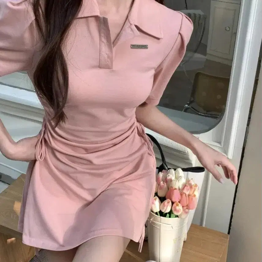 [BUNJANG] Unbranded Slim Fit Mini Dress - M / 카라 스트링 슬림핏 미니원피스-M