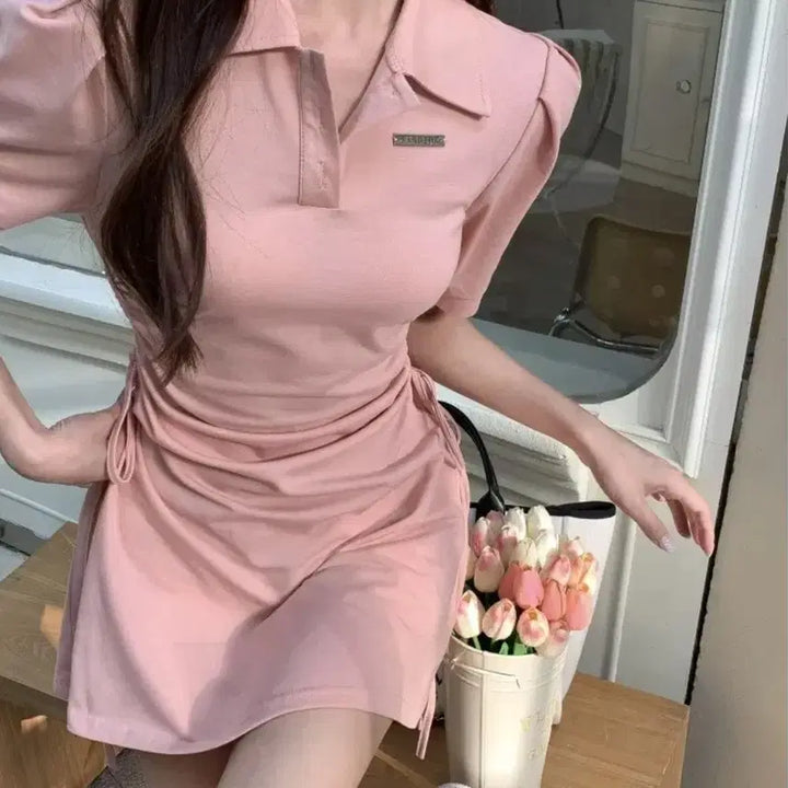 [BUNJANG] Unbranded Slim Fit Mini Dress - M / 카라 스트링 슬림핏 미니원피스-M
