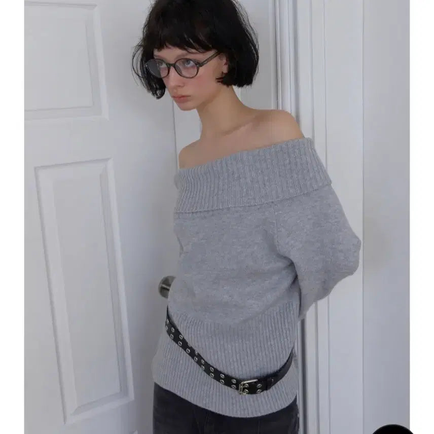 [BUNJANG] Minderi Off-Shoulder Knit - Grey / 민더리 오프숄더 니트 그레이색, 새상품, 상태좋음