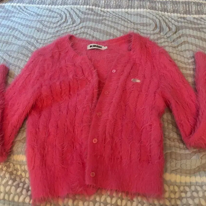 [BUNJANG] Kirsh Cherry Angora Cardigan Pink / 키르시 cherry 앙고라 가디건 핑크