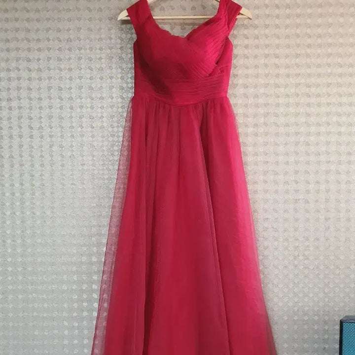 [BUNJANG] Handmade Red Tulle Long Dress / 새상품 고급핸드메이드 레드ㅡ튤망사 롱드레스 공연연주웨딩무대이부콩쿨드레