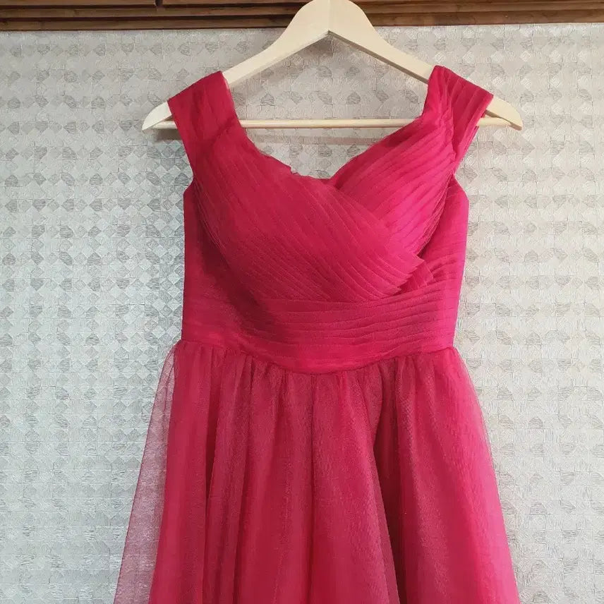 [BUNJANG] Handmade Red Tulle Long Dress / 새상품 고급핸드메이드 레드ㅡ튤망사 롱드레스 공연연주웨딩무대이부콩쿨드레