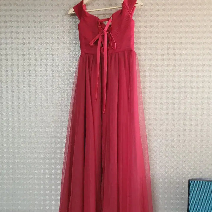 [BUNJANG] Handmade Red Tulle Long Dress / 새상품 고급핸드메이드 레드ㅡ튤망사 롱드레스 공연연주웨딩무대이부콩쿨드레