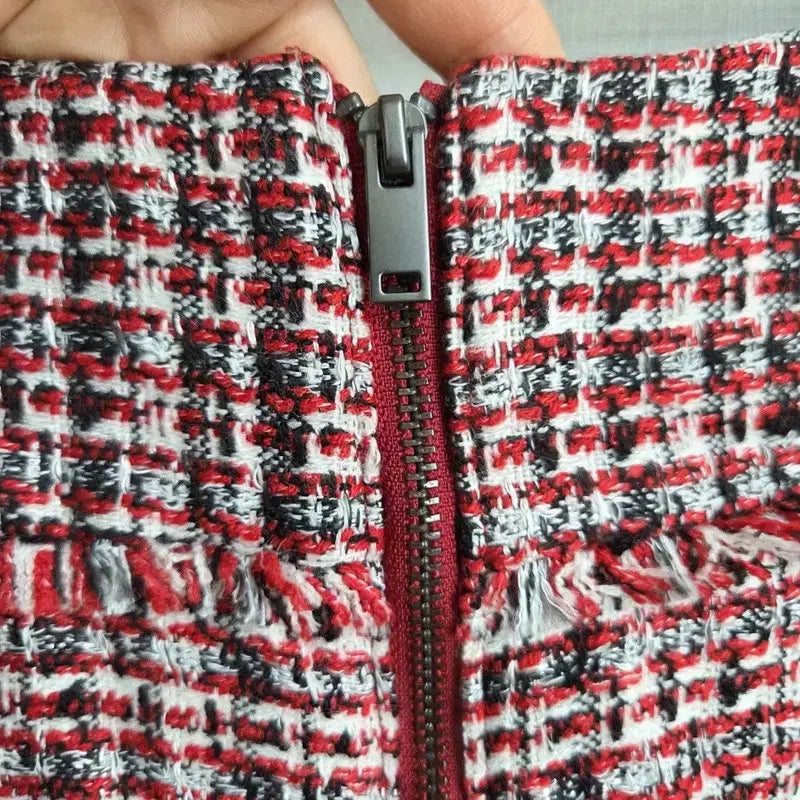[BUNJANG] All Day Tweed Skirt / 와인 여자 트위드 스커트 66-91 M7115