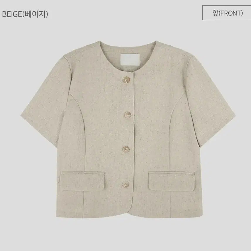 [BUNJANG] Big Size Linen Short Sleeve Jacket / 빅사이즈/ 노카라 린넨 반팔 자켓