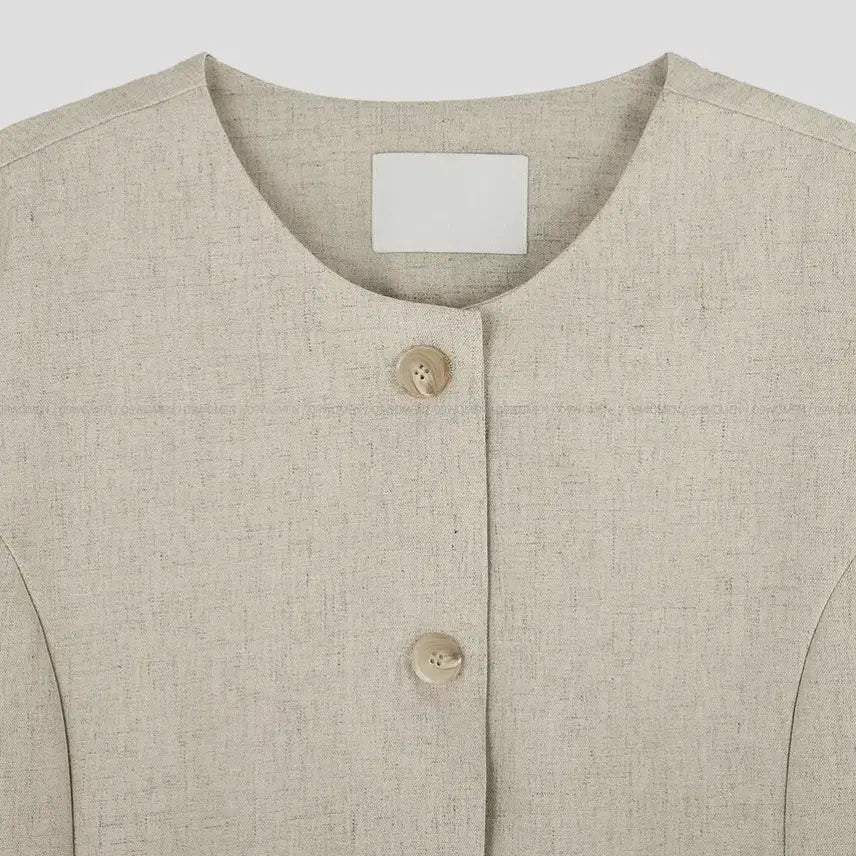 [BUNJANG] Big Size Linen Short Sleeve Jacket / 빅사이즈/ 노카라 린넨 반팔 자켓