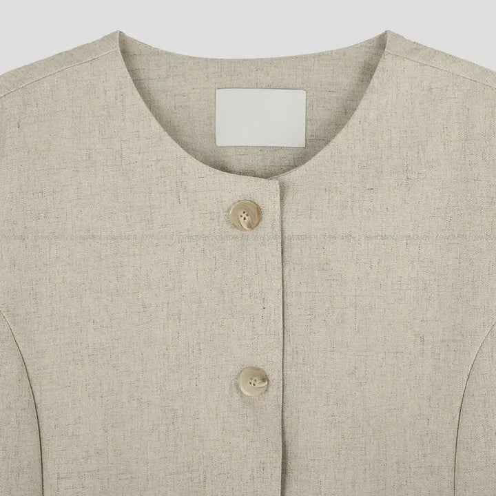 [BUNJANG] Big Size Linen Short Sleeve Jacket / 빅사이즈/ 노카라 린넨 반팔 자켓