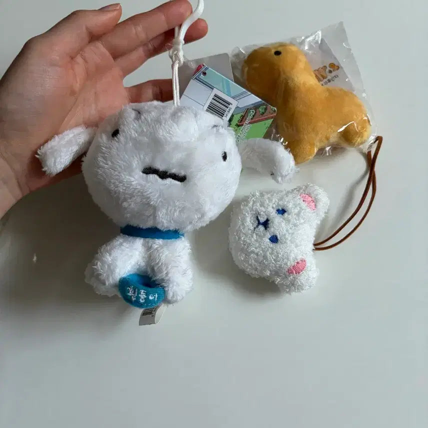 [BUNJANG] Crayon Shin-chan Shiro Plush Keychain Set / (새상품)짱구 흰둥이 인형 키링 +덤