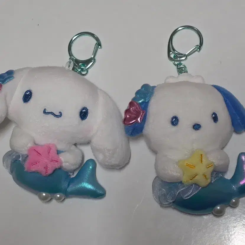 [BUNJANG] Sanrio Cinnamoroll &amp; Pochacco Mermaid Keychain Set / 산리오 시나모롤 포차코 머메이드 키링 2개 세트